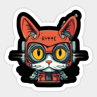 Futuristic Cyber  Cat Sticker